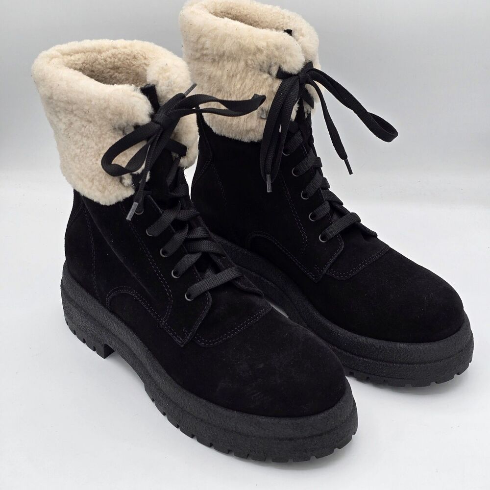 La Canadienne Victor Boots Women’s Suede Shearling Black 6089027 Size 9